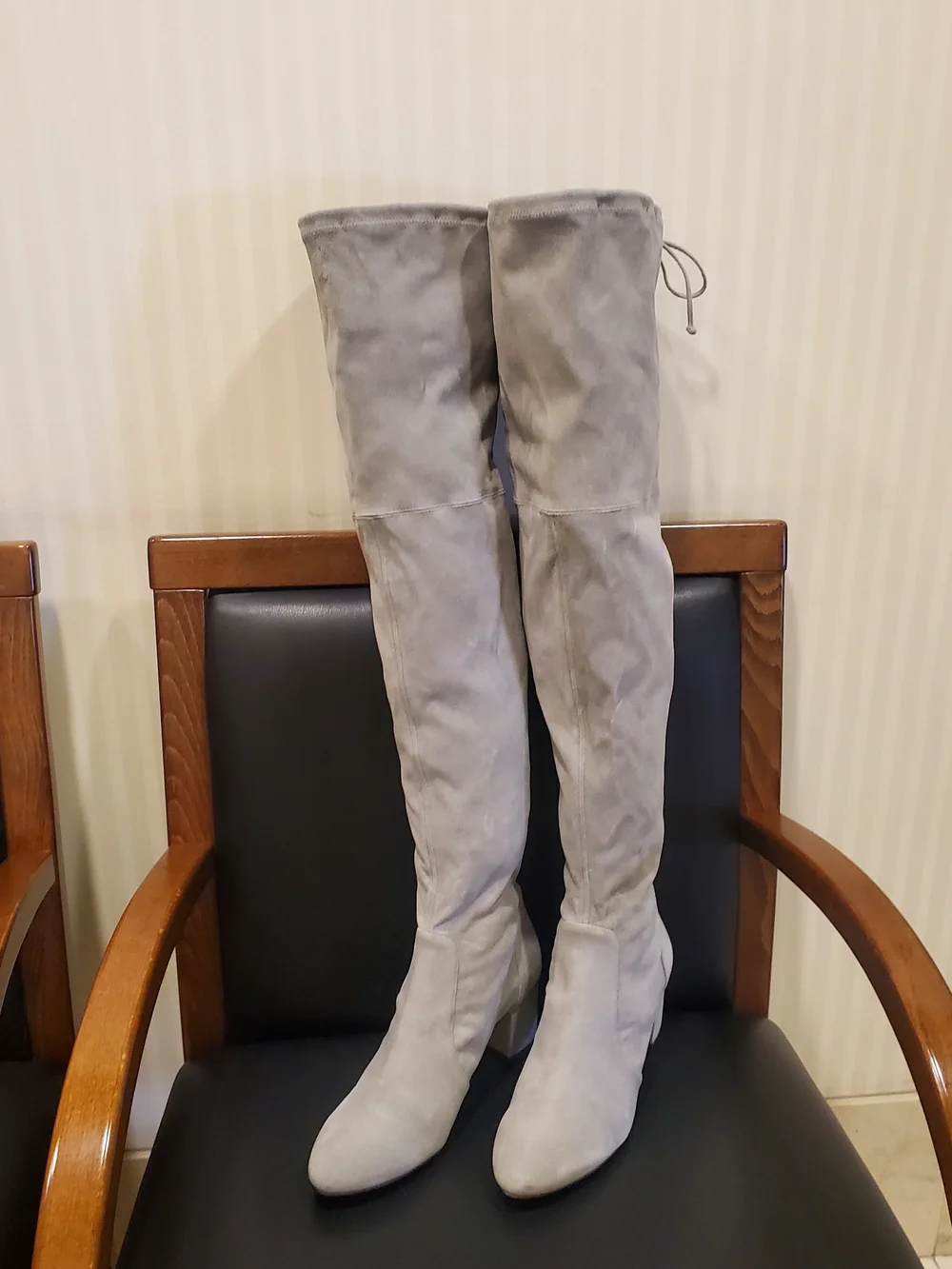 Stuart Weitzman Light Gray Suede Over-the-Knee Boots